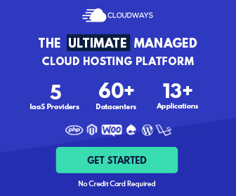 Cloudways banner showing features